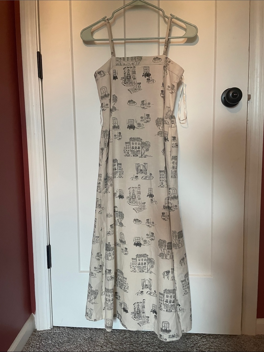 Japna Cream Maxi Dress with Black Architectural Print